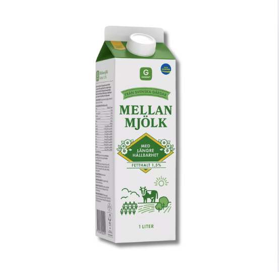 Mellanmjölk 1,5% 1 liter